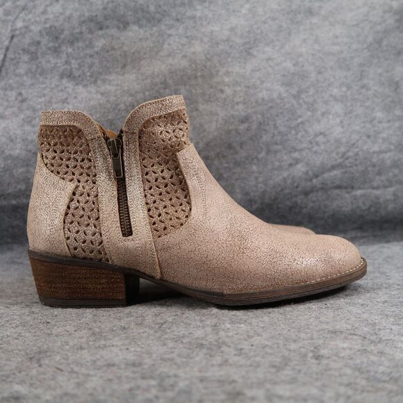 Corkys Shoes Womens 10 Booties Fashion Leather Double Zip Perforated Block Heel - Picture 2 of 16